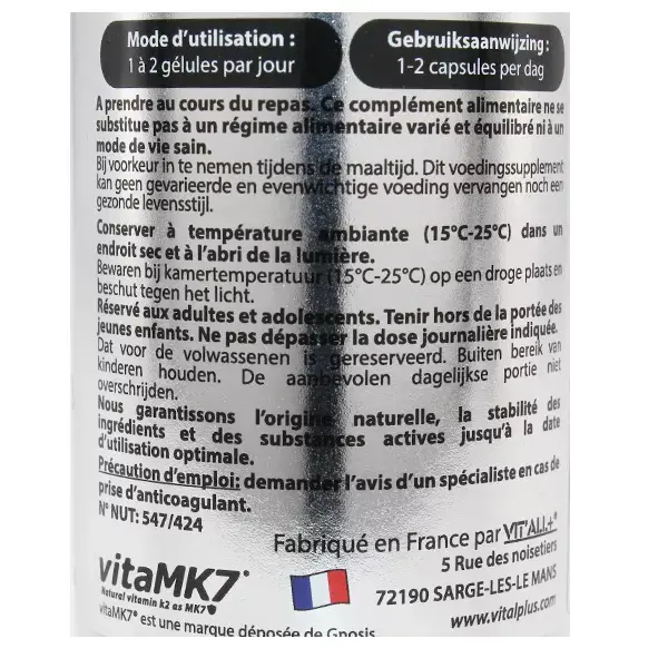 Vit'all+ K2 & D3 VitaMK7® 50µg 60 gélules