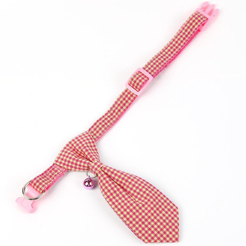 (Gr. S) Verstellbares Hunde / Katzen Halsband Haustier Accessoire mit Krawatte   Glocke - Pink