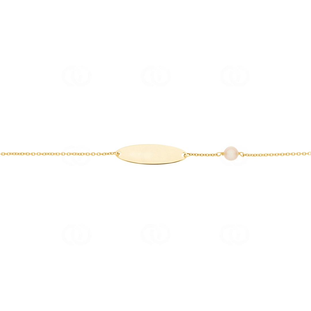 Gravurarmband 375/9 K Gelbgold oval mit Süsswasserzuchtperle