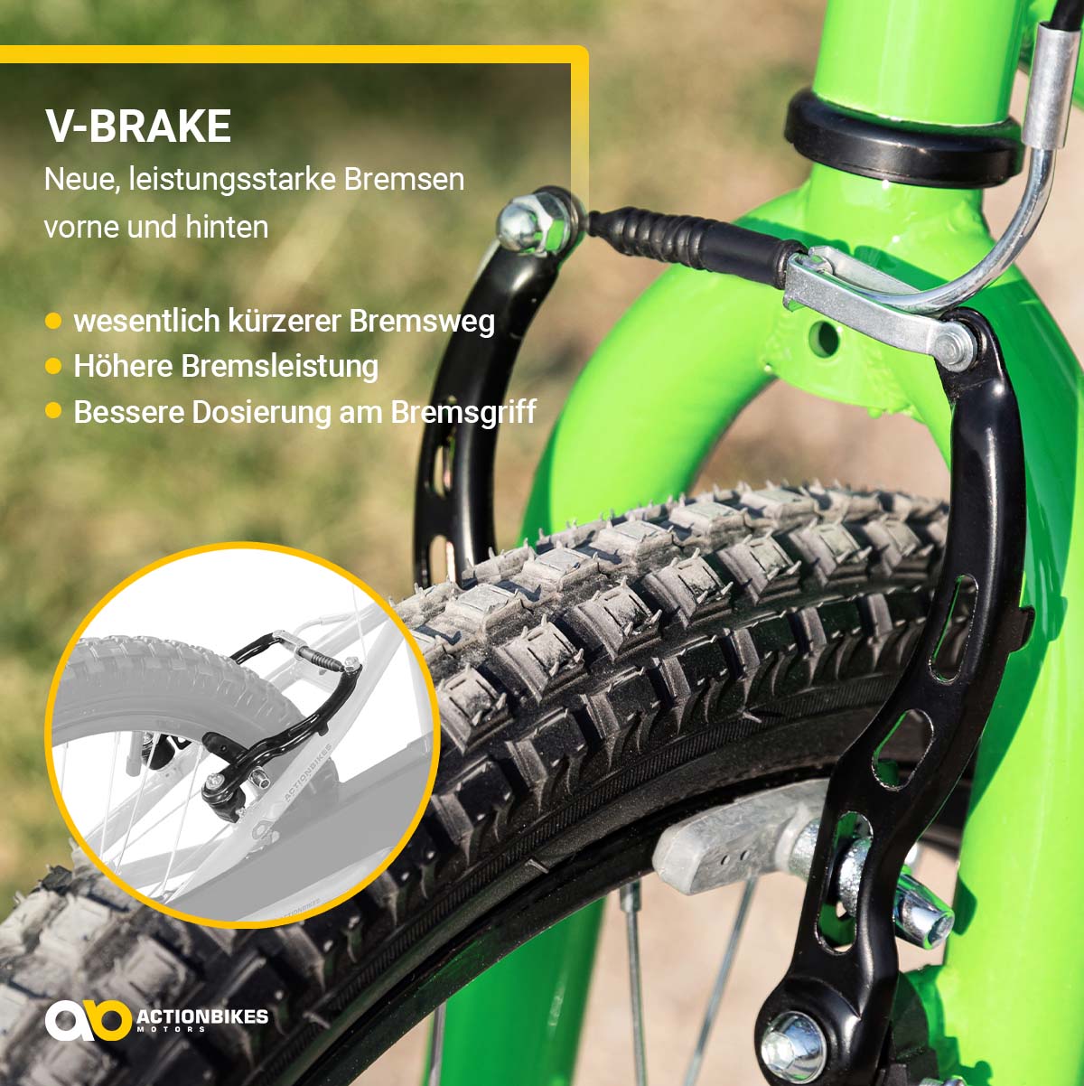 Actionbikes Kinderfahrrad Zombie 12 Zoll, V-Brake-Bremsen, höhenverstellbar, Stützräder, Reflektoren