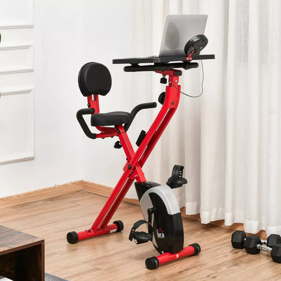 HOMCOM Heimtrainer mit 8 Stufen rot, schwarz