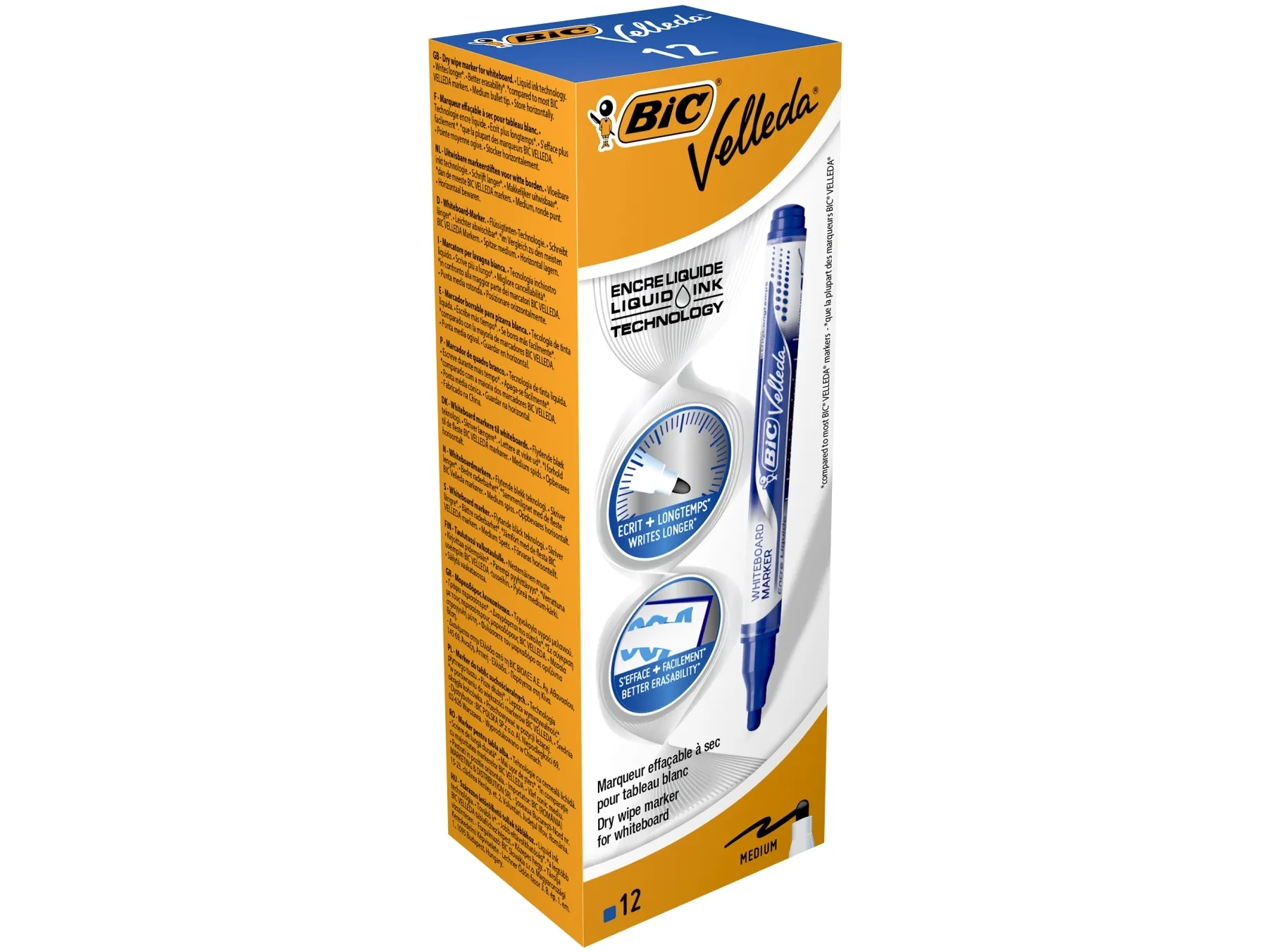 Whiteboardmarker BIC Velleda Pocket blå bred rund spids - (12 stk.)