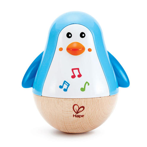 Pingouin culbuto musical Bois et multicolor - HAPE