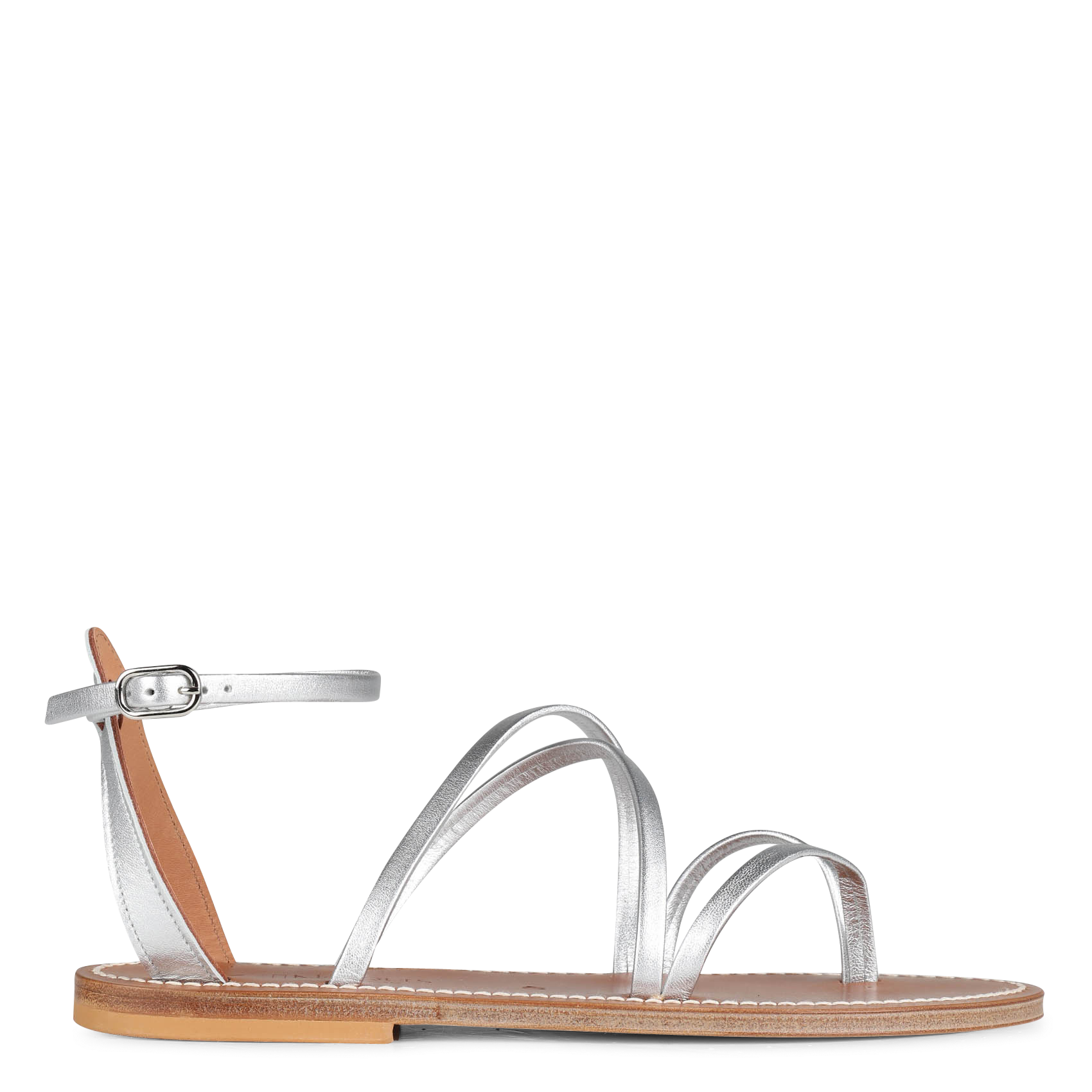 EPICURE - Sandales plates en cuir| Argent
