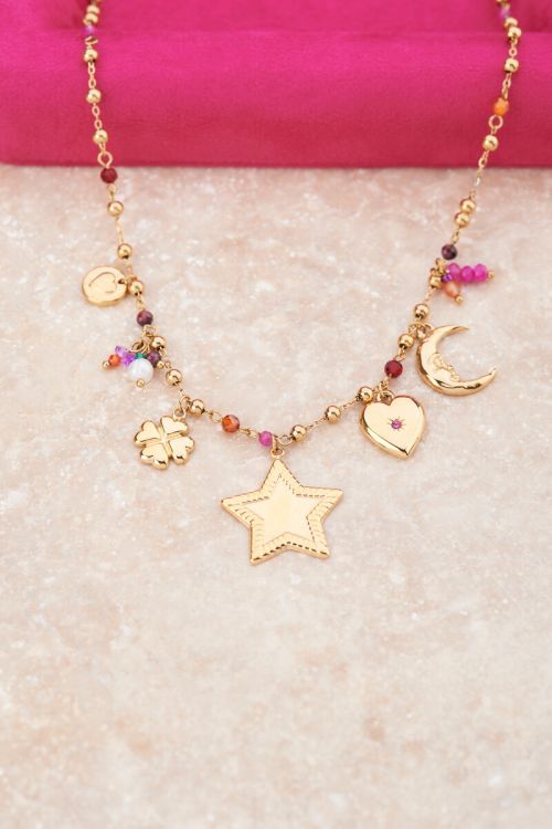 Starry bedel ketting met ster en kralen