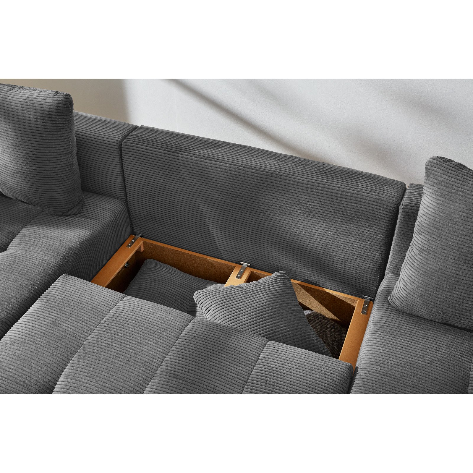 Wohnlandschaft Leon Stoff Cord grau