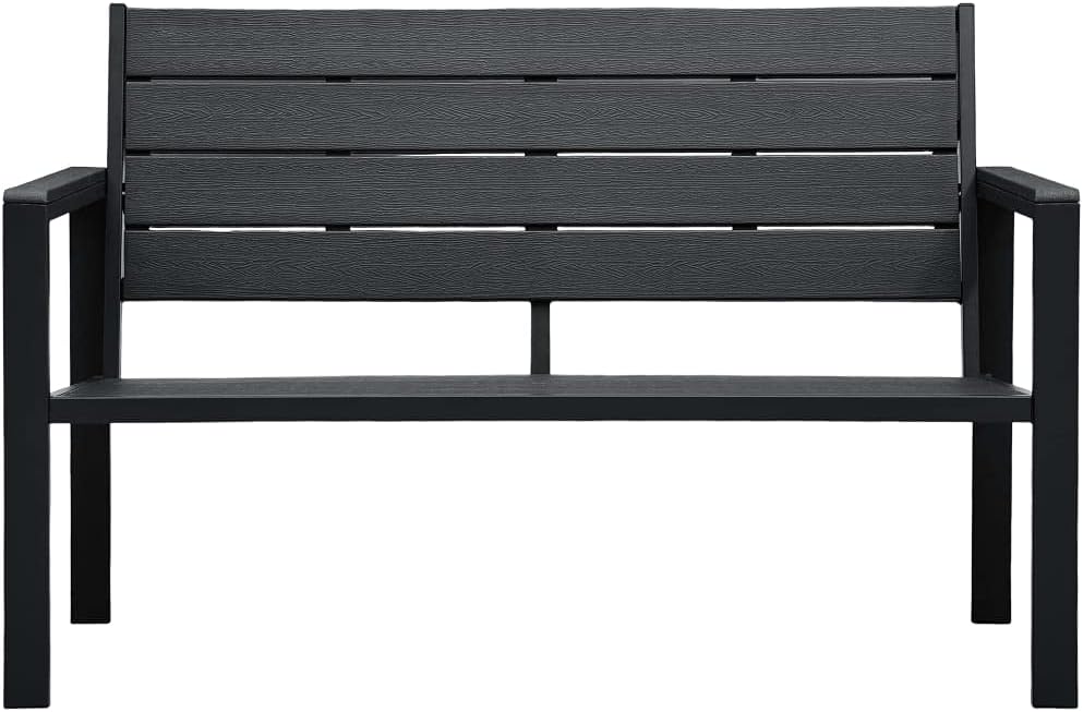 vidaXL Gartenbank Sitzbank Parkbank Gartenmöbel Bank Terrassenbank Balkonbank Außenbank Garten Balkon Outdoor 120cm HDPE Schwarz Holzoptik
