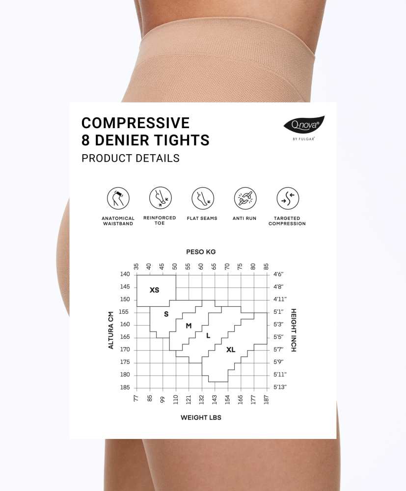 Meia-calça de compressão 8 DEN