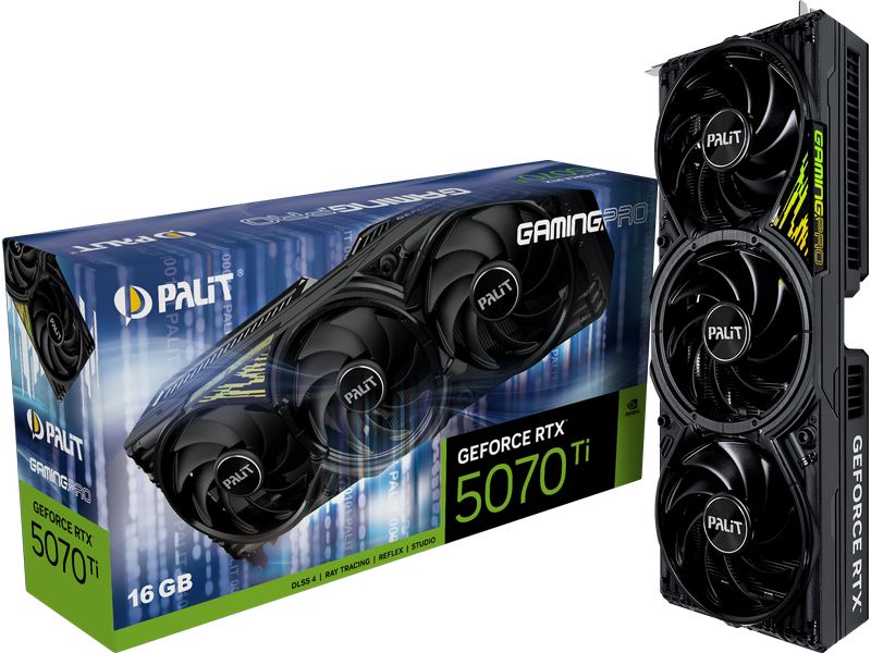 Palit Grafikkarte RTX 5070Ti GamingPro 16 GB Gamer-Grafikkarte mit 16 GB GDDR7-Speicher, ermöglicht Auflösungen bis zu 8k