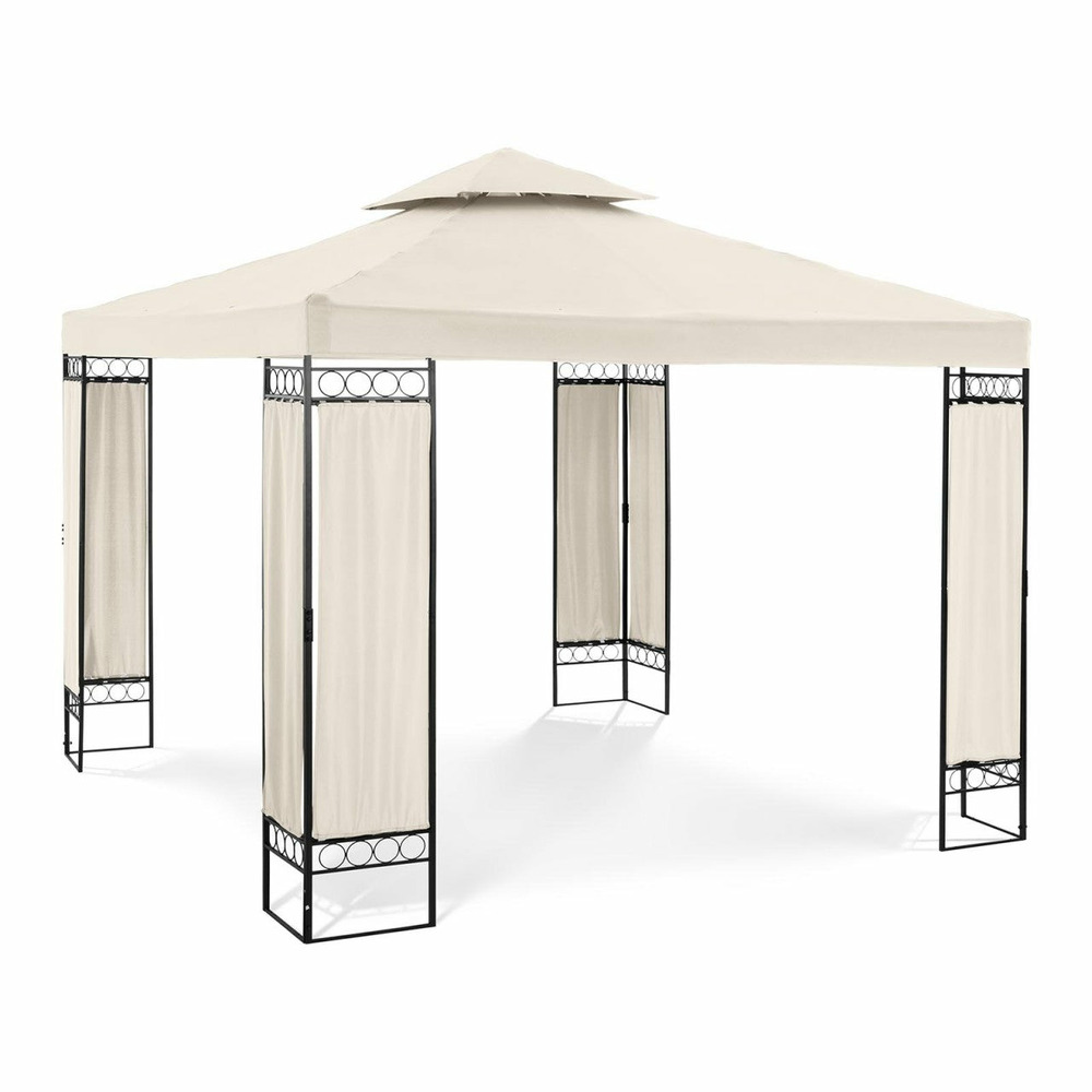 Pergola pavillon barnum tonnelle tente abri gazebo de jardin terrasse 3 x 3 m 160 g/m² beige
