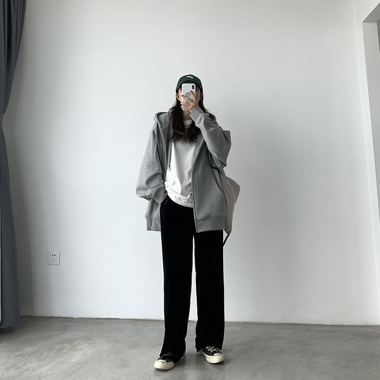 CRIBI - Effen oversized hoodie met rits