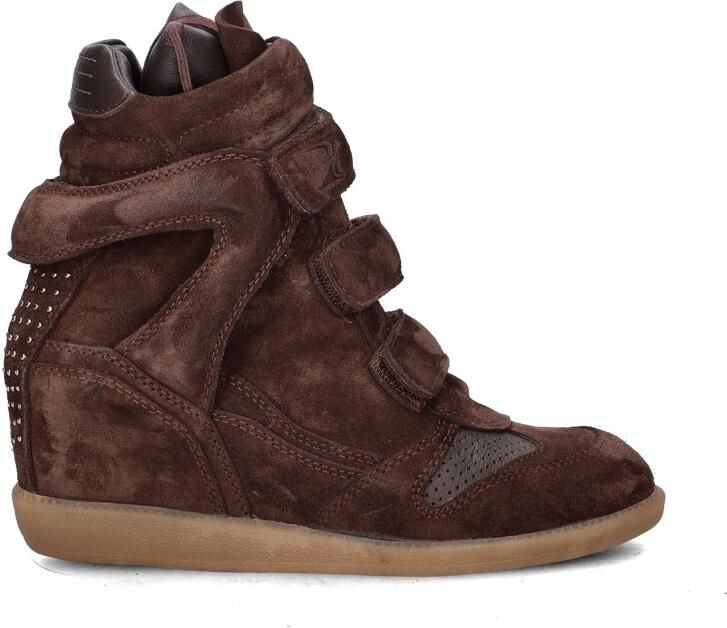 Bronx dames sneaker sleehak Jae-yy triple strap suede bruin
