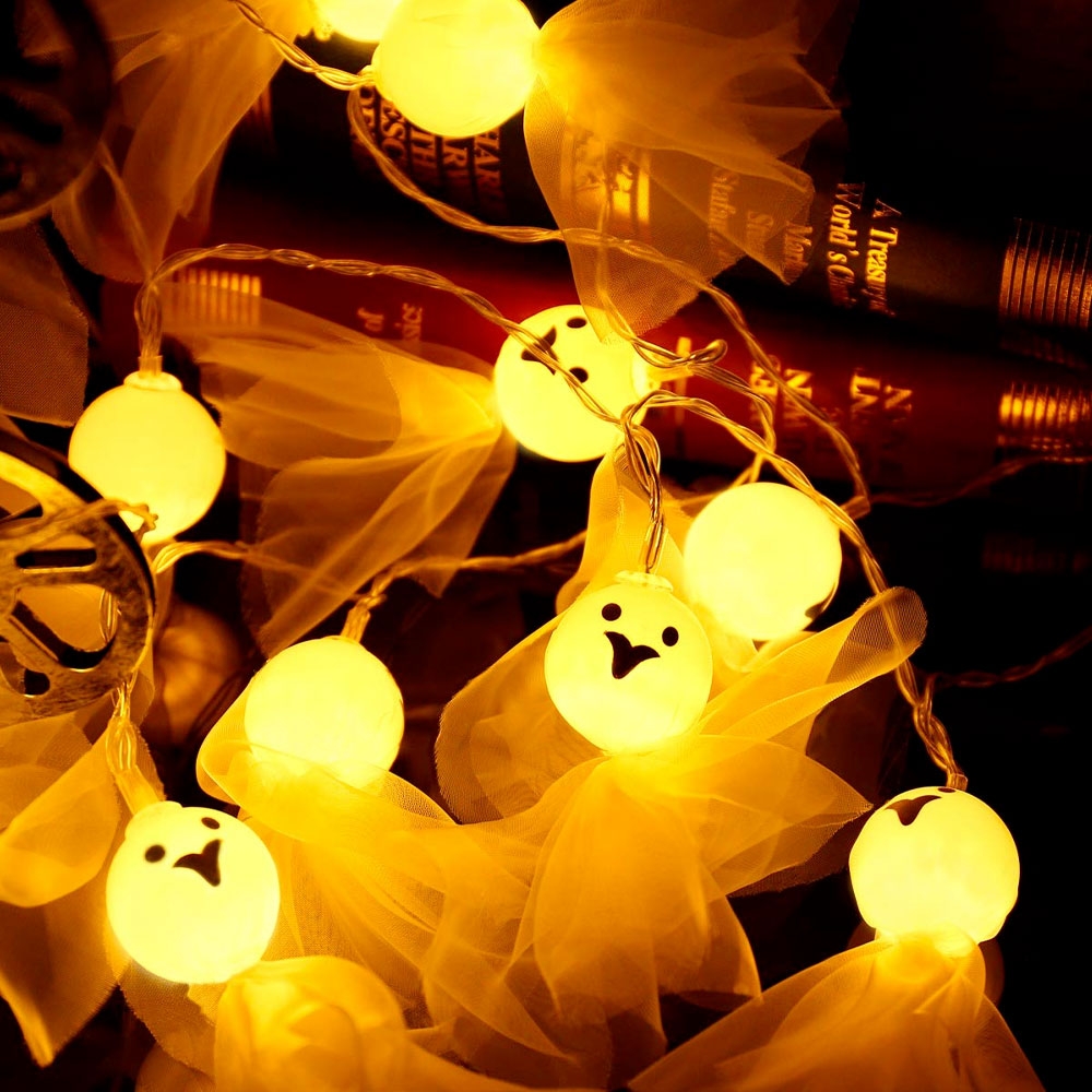 (2.5m) 20 LED's Halloween Party Deko Lichterkette Gespenst Geist Beleuchtung (Batteriebetrieben) - Warmweiss