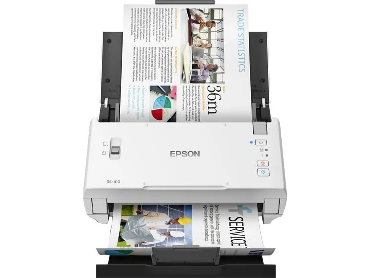 Epson WorkForce DS-410 - Dokumentscanner - Contact Image Sensor (CIS) - Duplex - A4 - 600 dpi x 600 dpi - op til 26 ppm (mono) / op til 26 ppm (farve) - ADF (50 ark) - op til 3000 scanninger pr. dag - USB 2.0