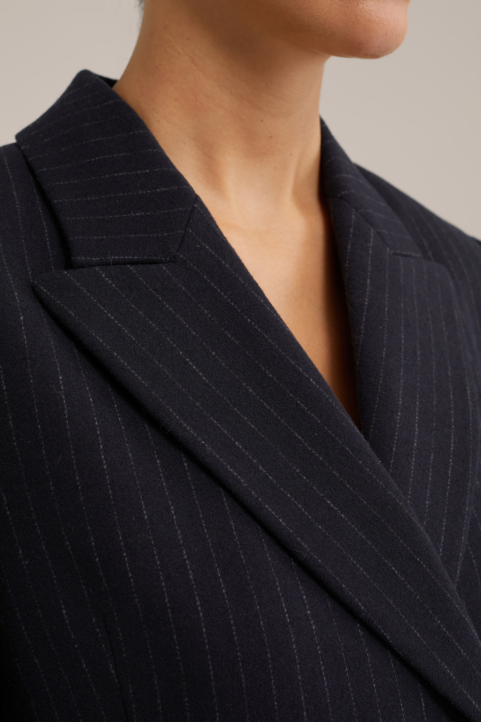blazer met dessin van wolmix WE Fashion Donkerblauw