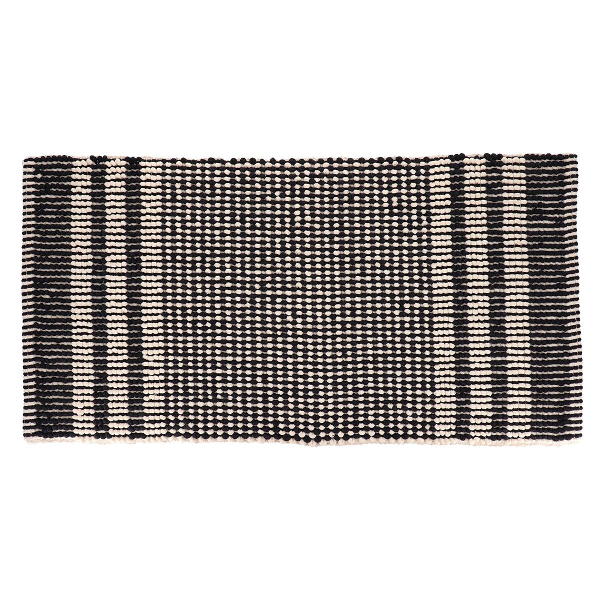 TAPIS KYOTO ASPECT CHENILLE 45X90CM NOIR BEIGE