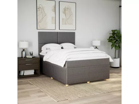 Sommier à lattes de lit avec matelas Taupe 160x200 cm Tissu