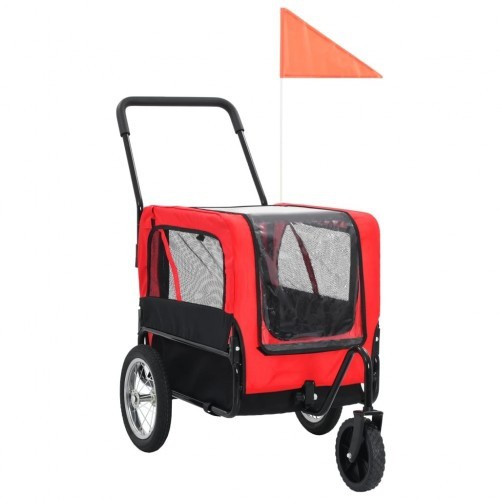 Reboque 2 em 1 para bicicletas para animais de estimação, vermelho