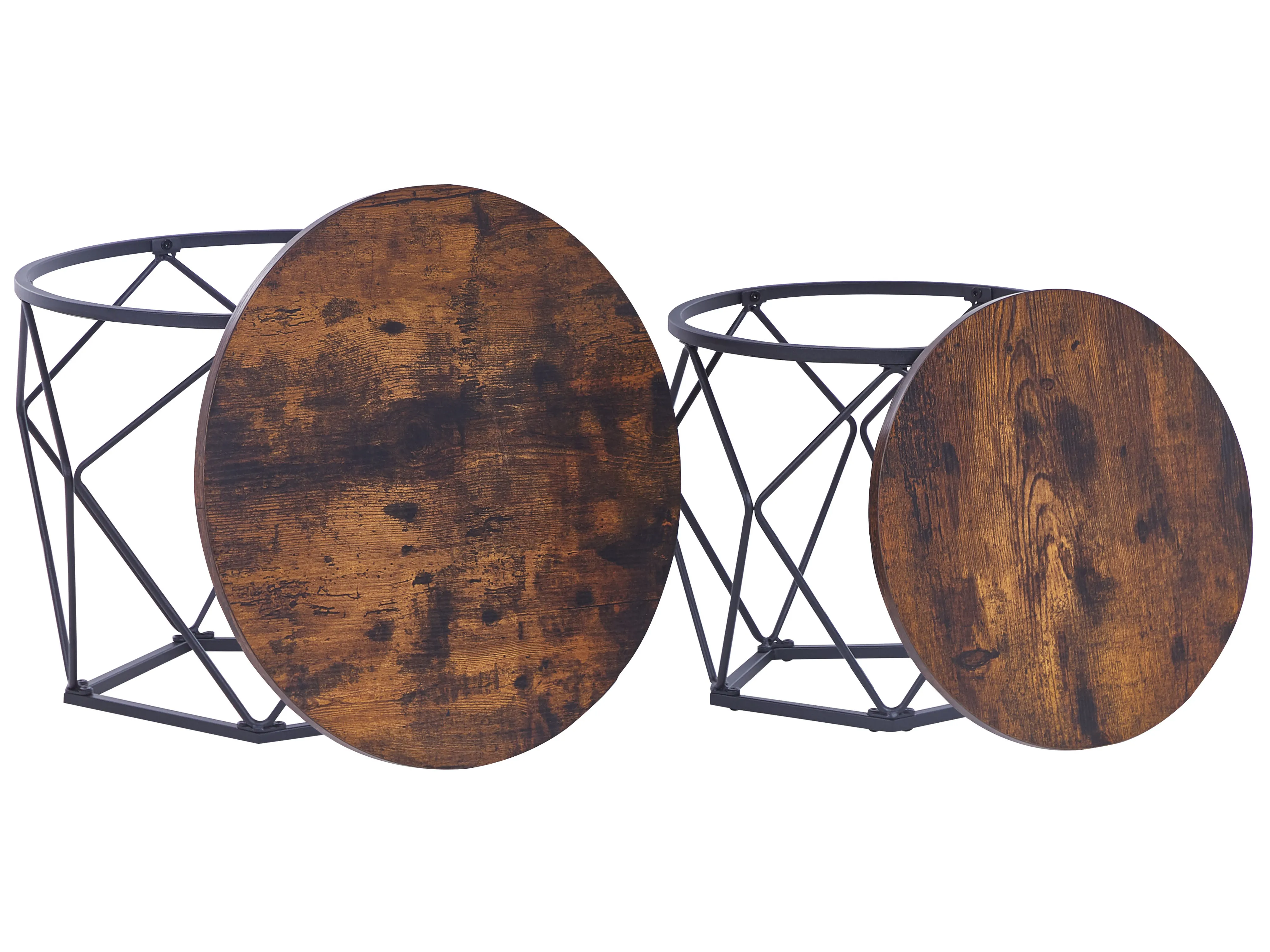 Set van 2 salontafels BRUNI Bruin/zwart