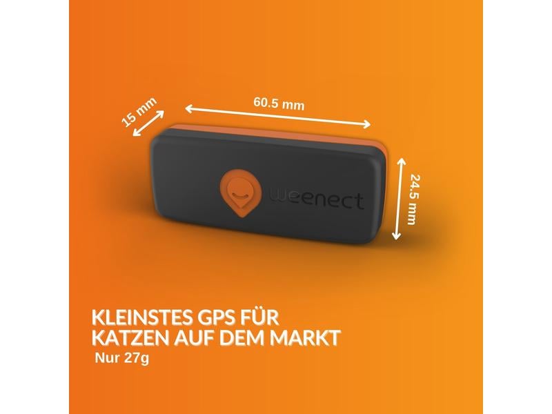 Weenect GPS-Tracker XS für Katzen, Schwarz Der kleinste GPS-Tracker für Katzen
