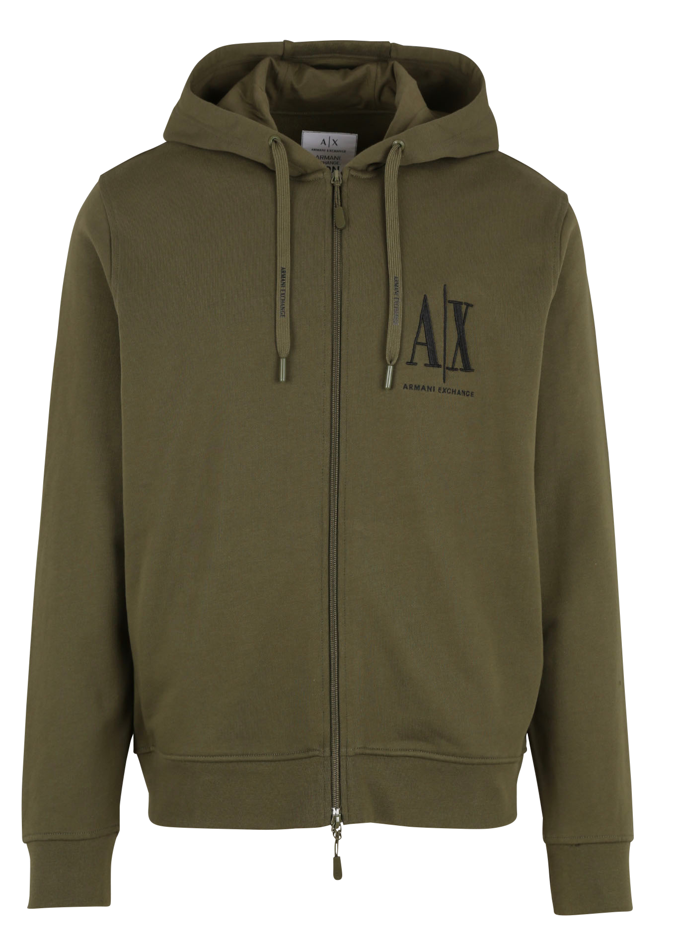 Sweat regular-fit zippé à capuche en coton | Kaki