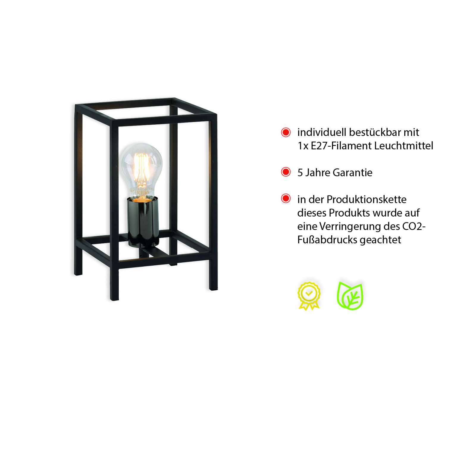 Tischleuchte - schwarz - 23,5 cm