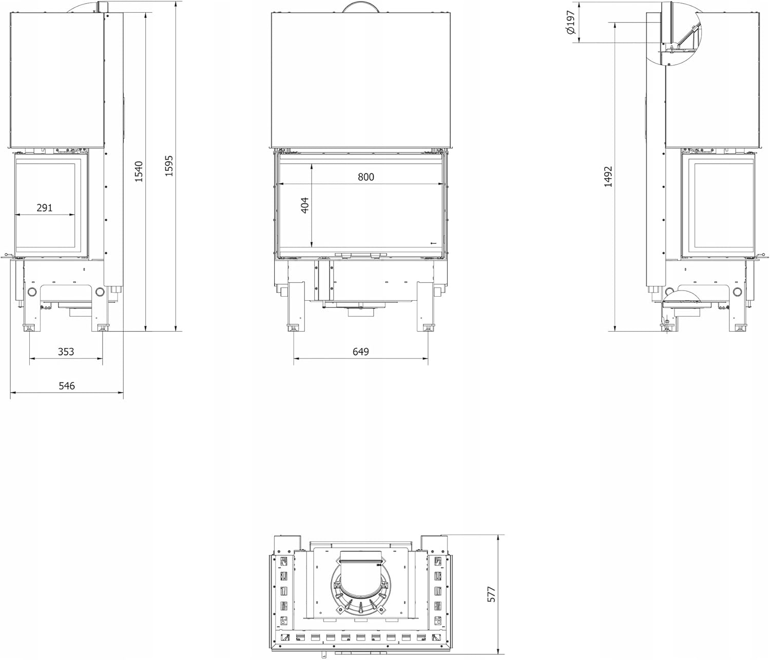 KRATKI Kamin aus Stahl 8 kw REGNOR fi 200 Schwarz Kamineinsatz BImSchV Stufe 2 mit Domykanie Zubehör für den Einbau