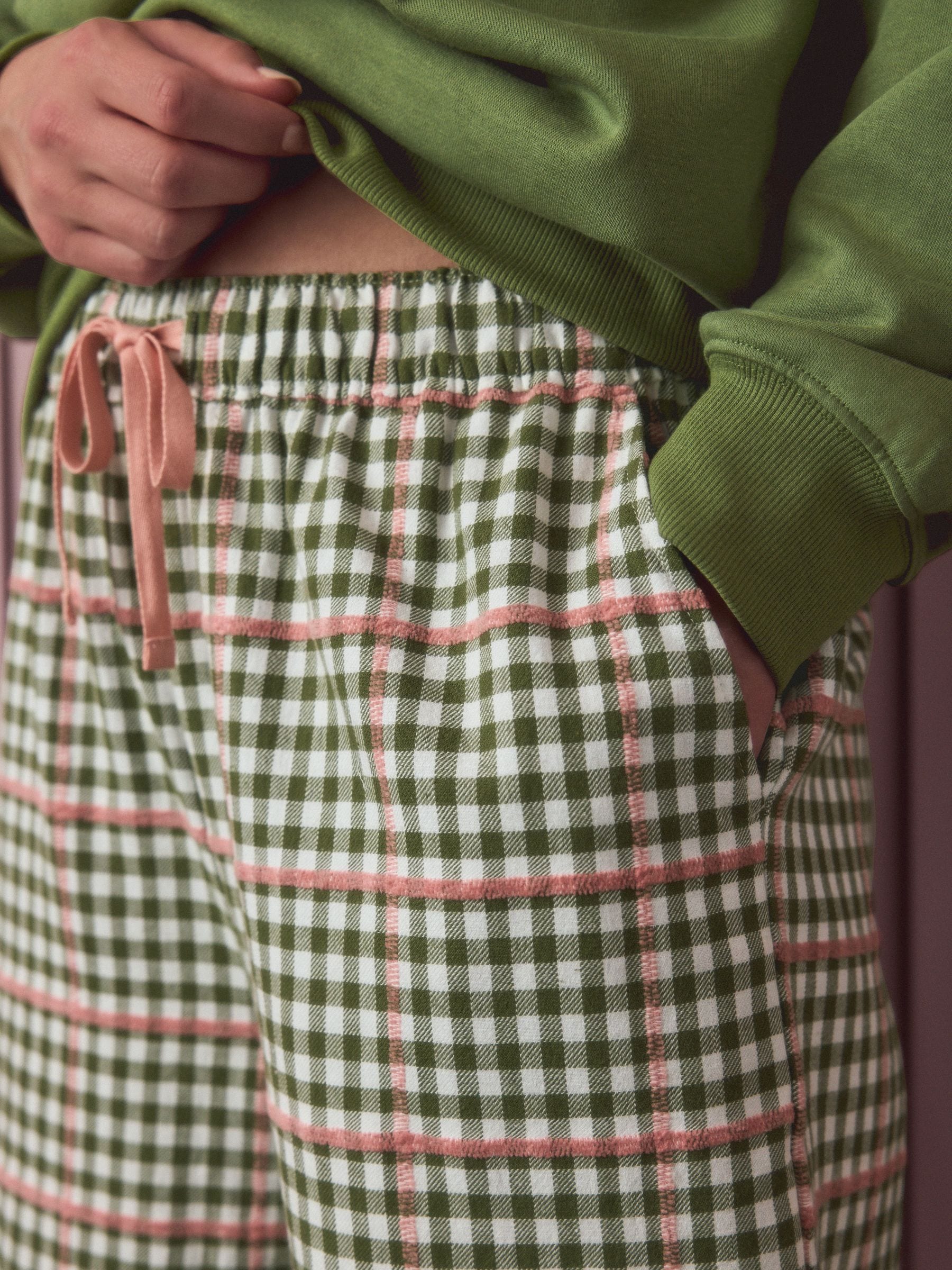 Groen geruit - Half Zip Sweatshirt and Flannel Pyjamas Set