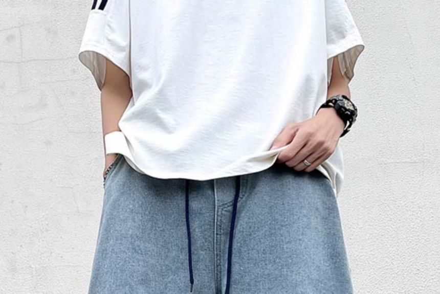 Fushet - Gewassen denim shorts met trekkoordtaille