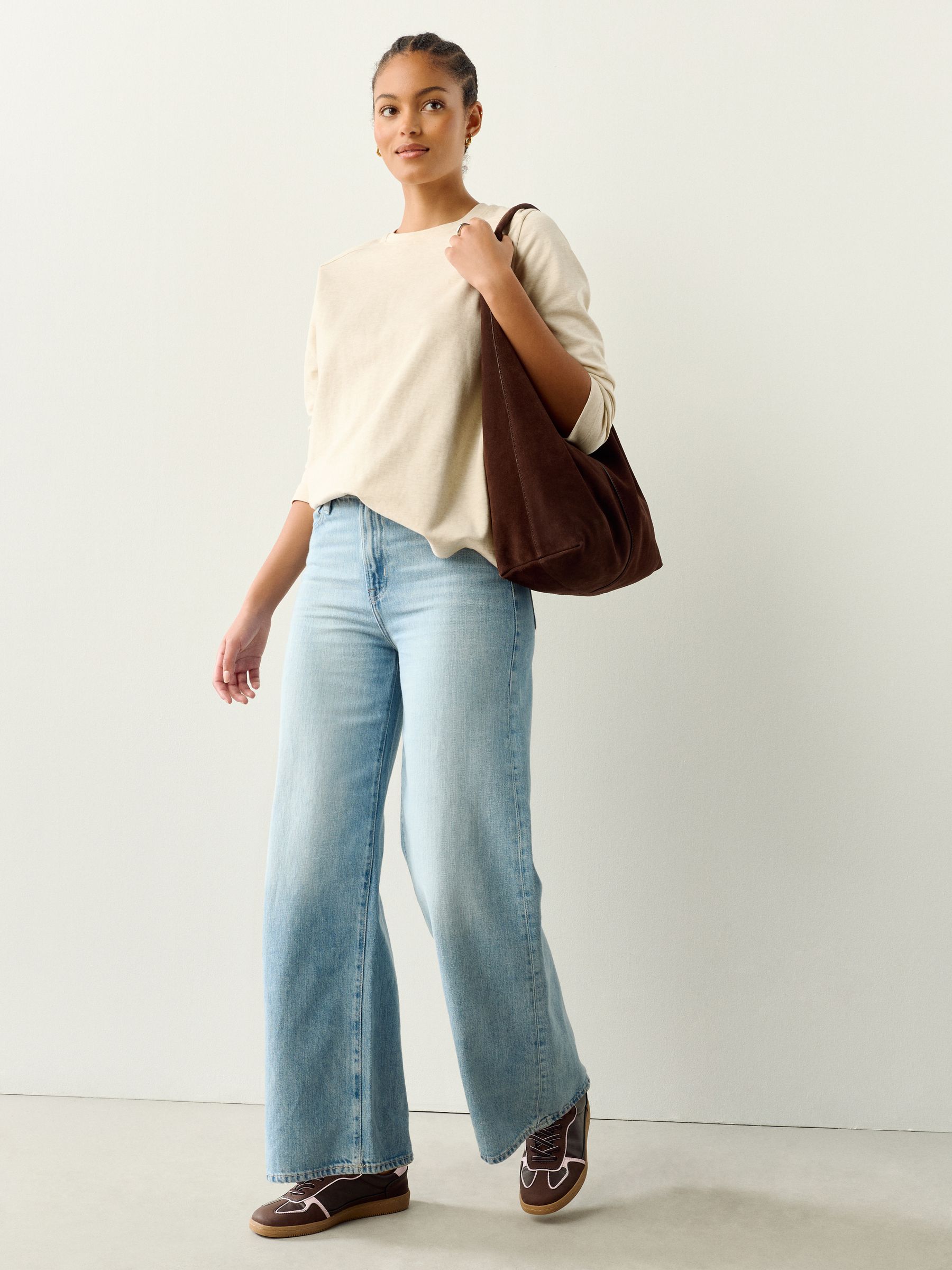 Moutkleurig - Dik T-shirt met lange mouwen en ronde hals