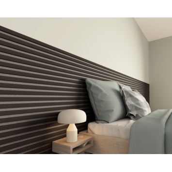 Kleurstaal lattenwand Decowall Acoustic zwart 18x30cm