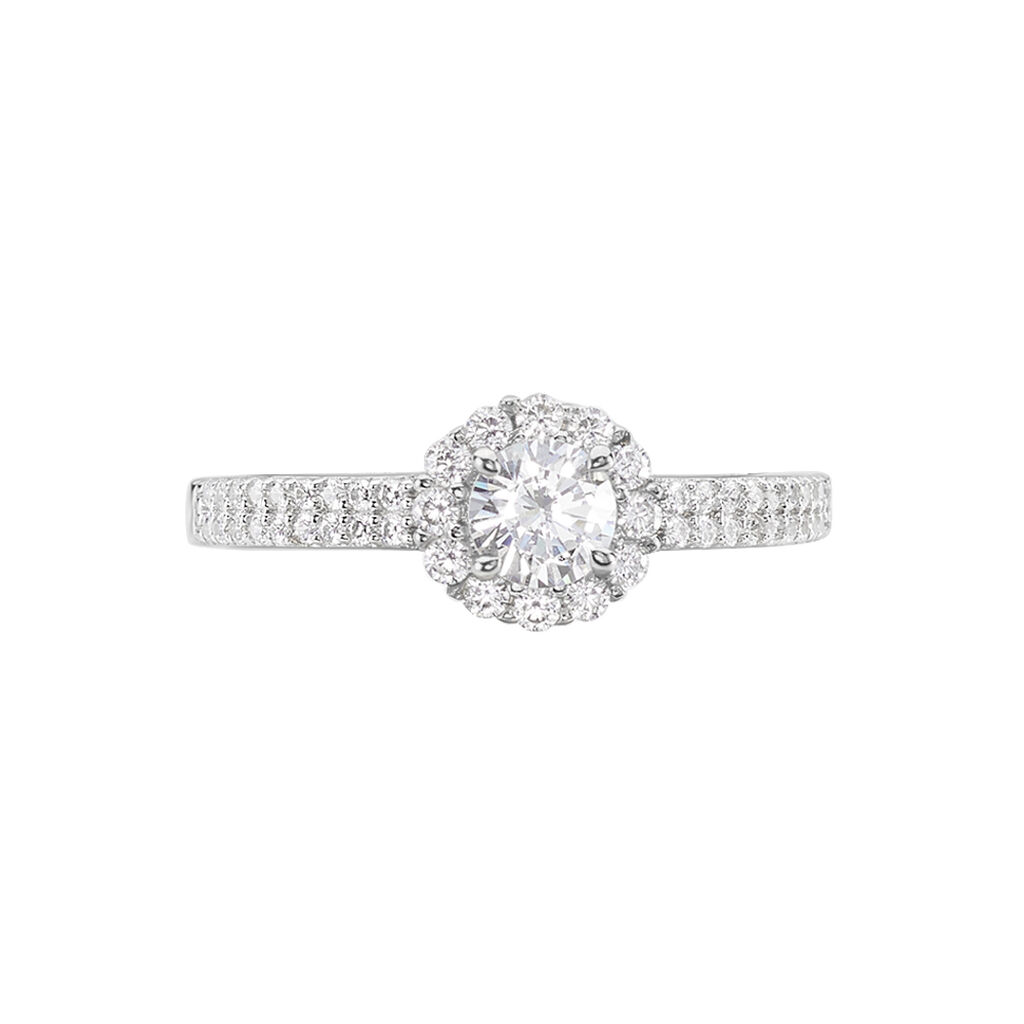 Bague Solitaire Fathima Or Blanc Oxyde De Zirconium