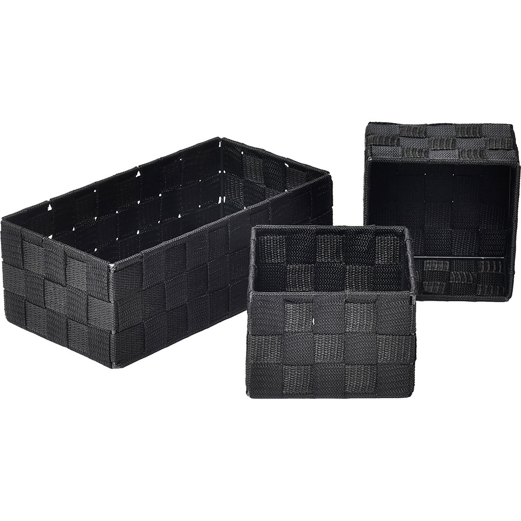 Lot de 2 paniers tressé noir