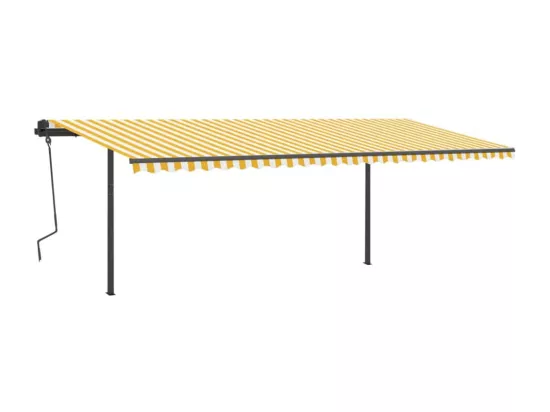Auvent manuel rétractable avec poteaux 6x3 m Jaune et blanc
