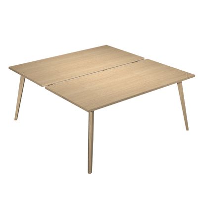 Bureau Bench LEONARDO - L120 x H74 x P168 - Pieds bois - Chêne