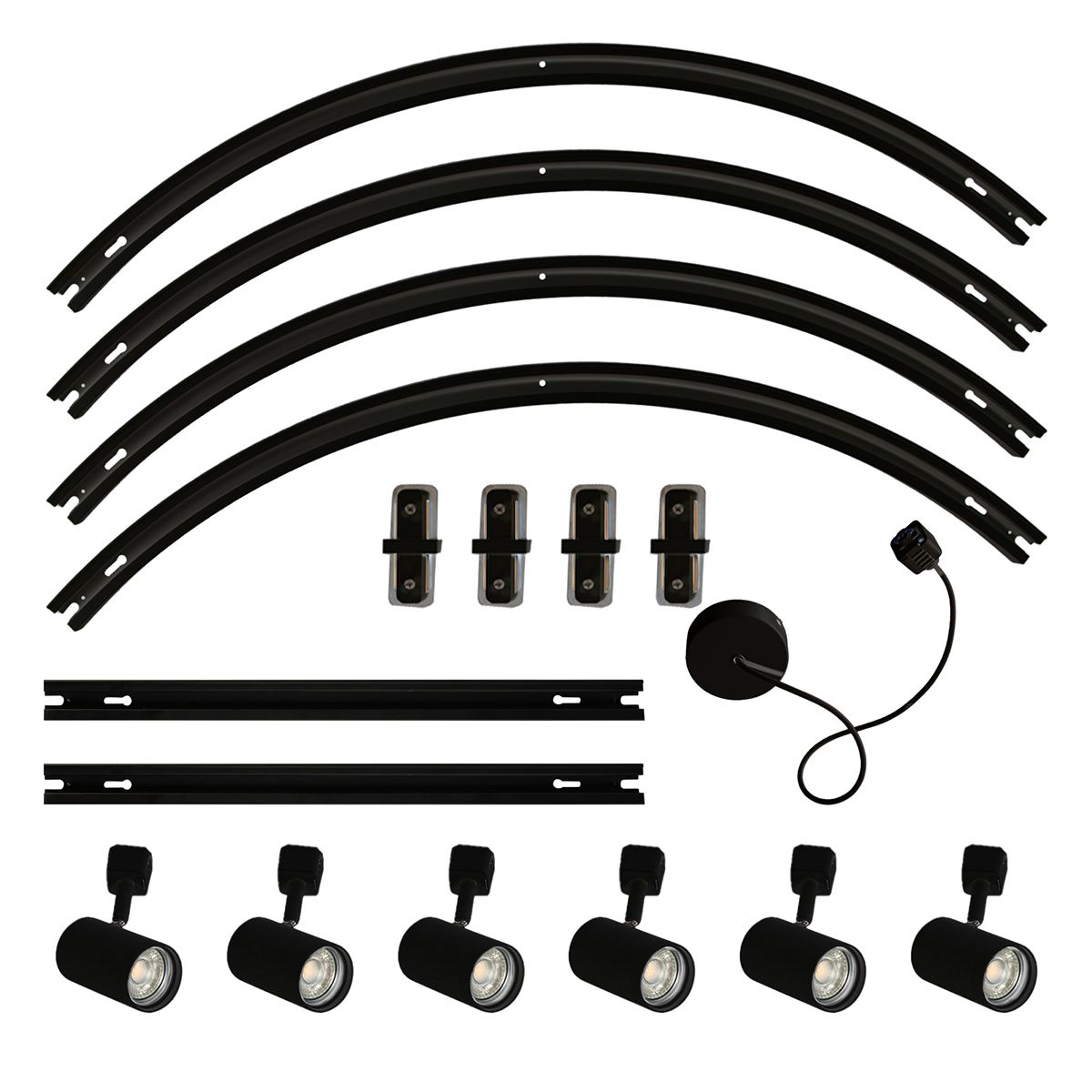 Modern railsysteem met 6 spots zwart 1-fase ovaal 100cm - Iconic Jeana