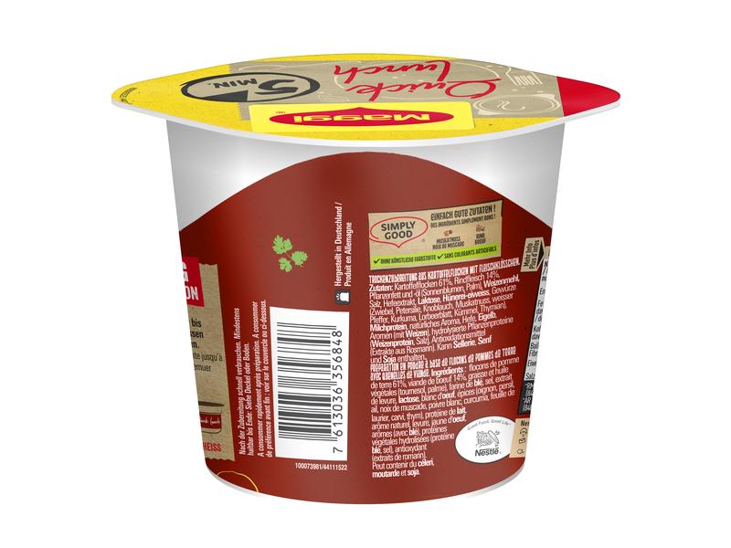 Maggi Quick Lunch Kartoffelstock mit Fleischkügeli 46 g Feines Fertiggericht mit Kartoffelpüree und Fleischbällchen