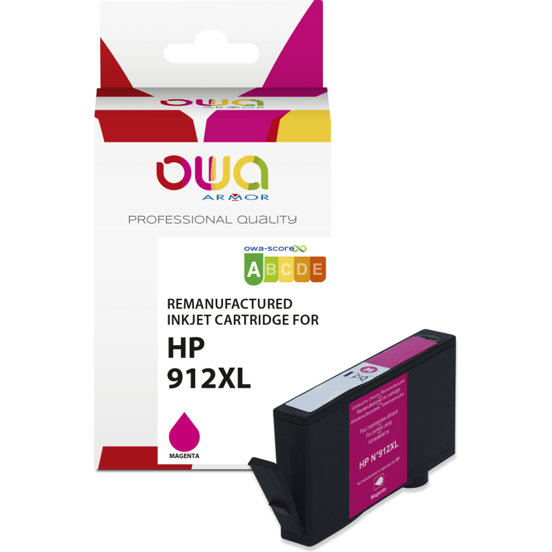 Cartouche d'encre remanufacturée OWA - haute capacité - Magenta - pour HP 912XL
