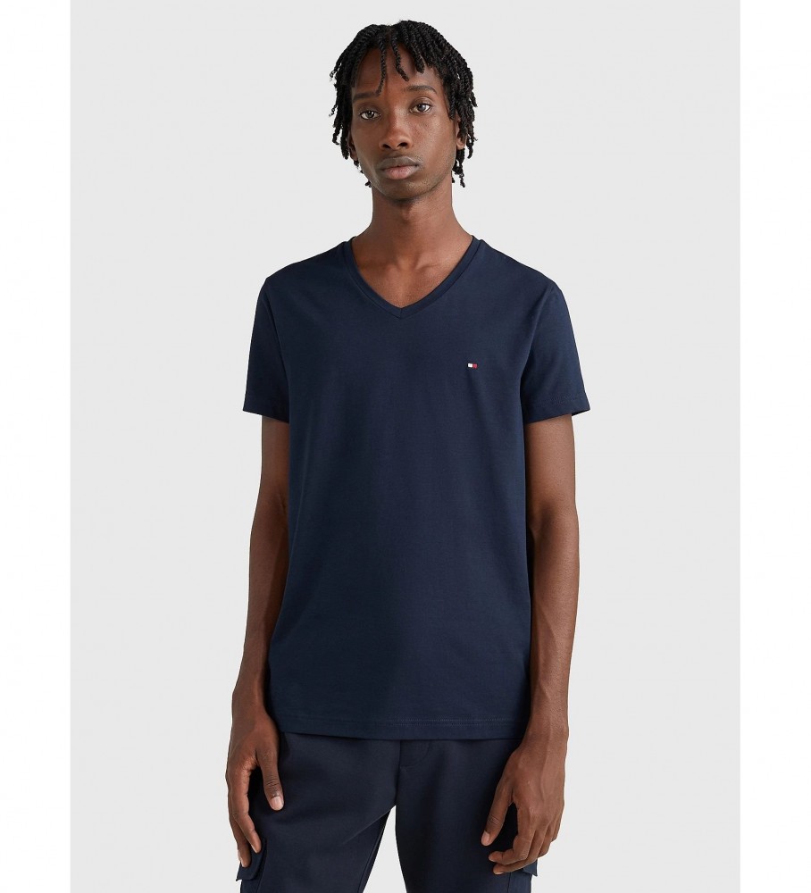 Camiseta Tommy Hilfiger azul marinho com decote em V