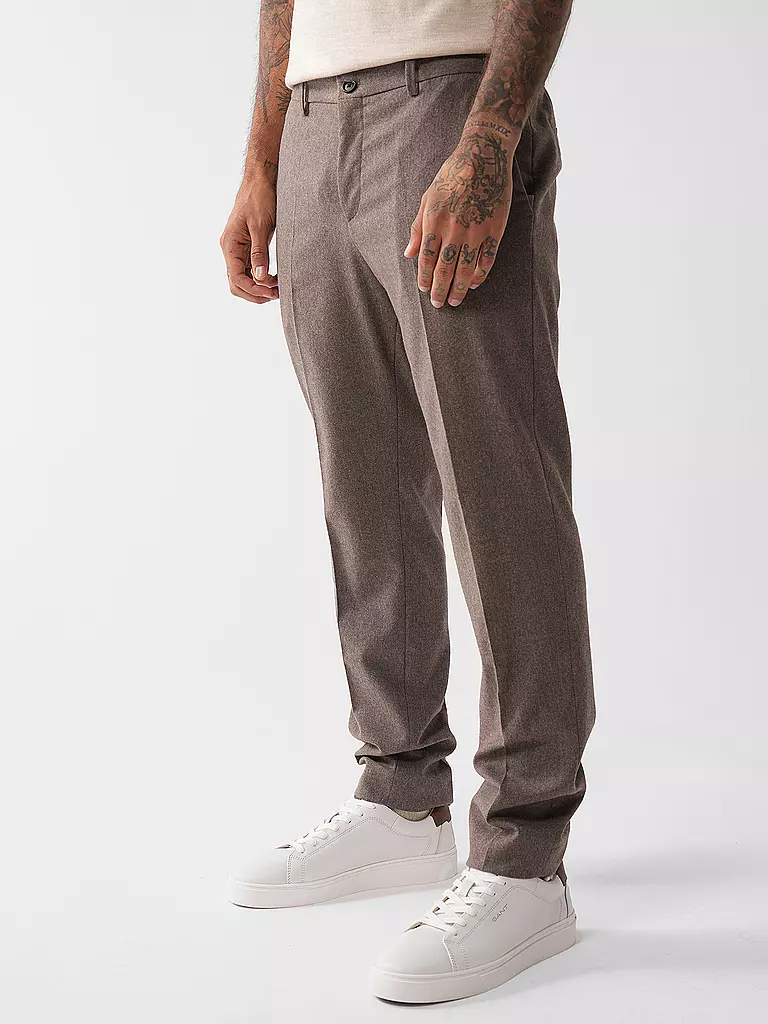 BOSS Flanellhose  hellbraun