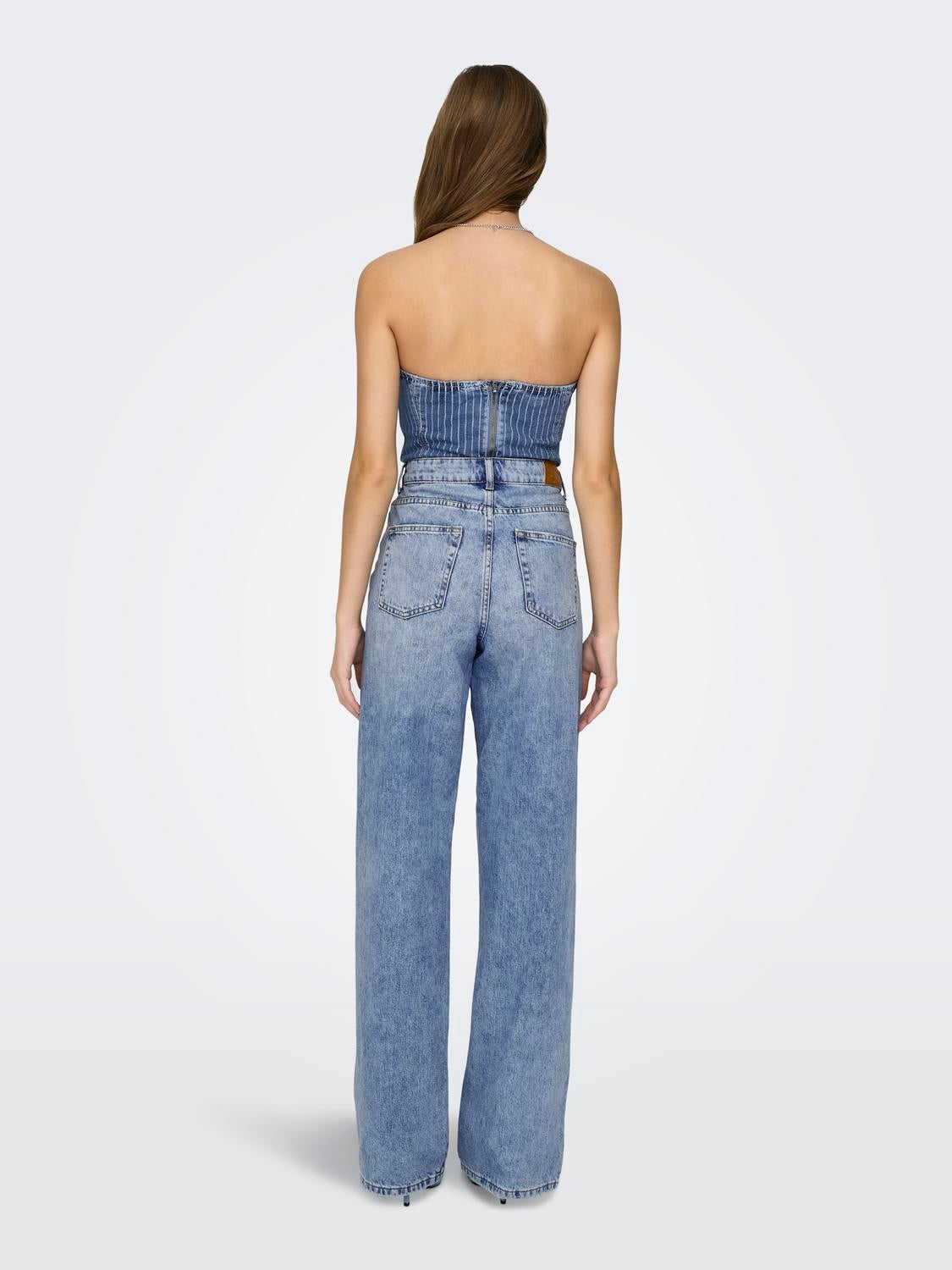 ONLMOLLY Hohe Taille Weiter Beinschnitt Jeans Light Blue Denim
