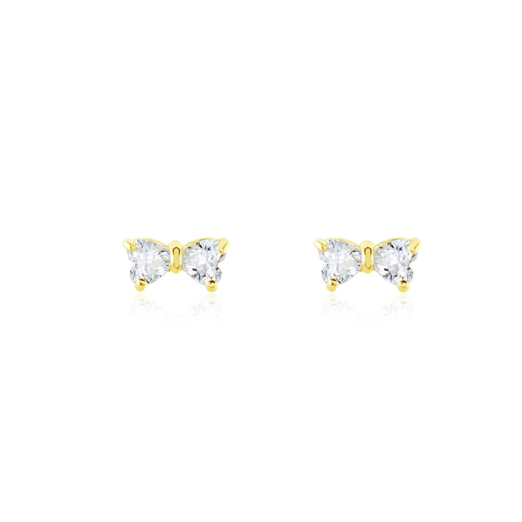 Boucles D'oreilles Puces Darina Noeud Or Jaune Oxyde De Zirconium