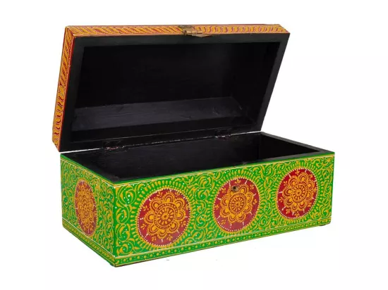 Coffret à bijoux en bois vert 27,5x14x13,5h