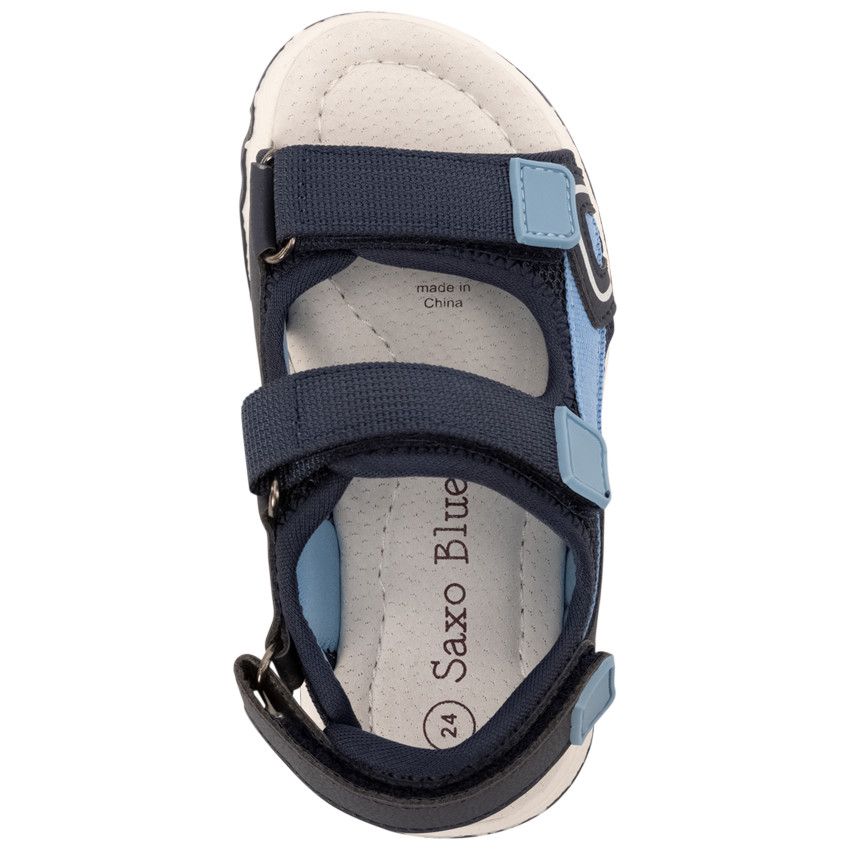 Sandales velcro bicolores en mesh pour garçon - Bleu marine