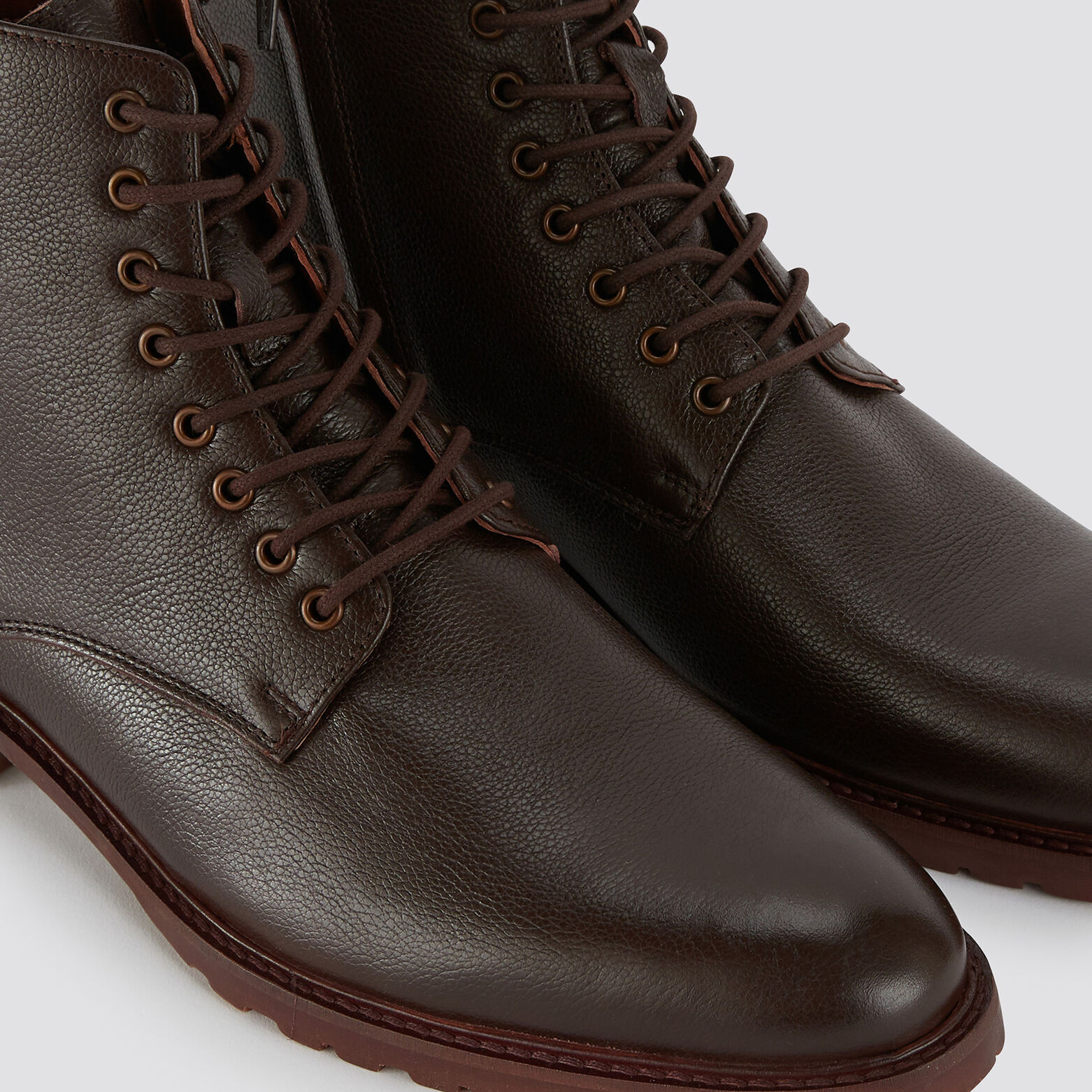 Boots en cuir grainé Marron