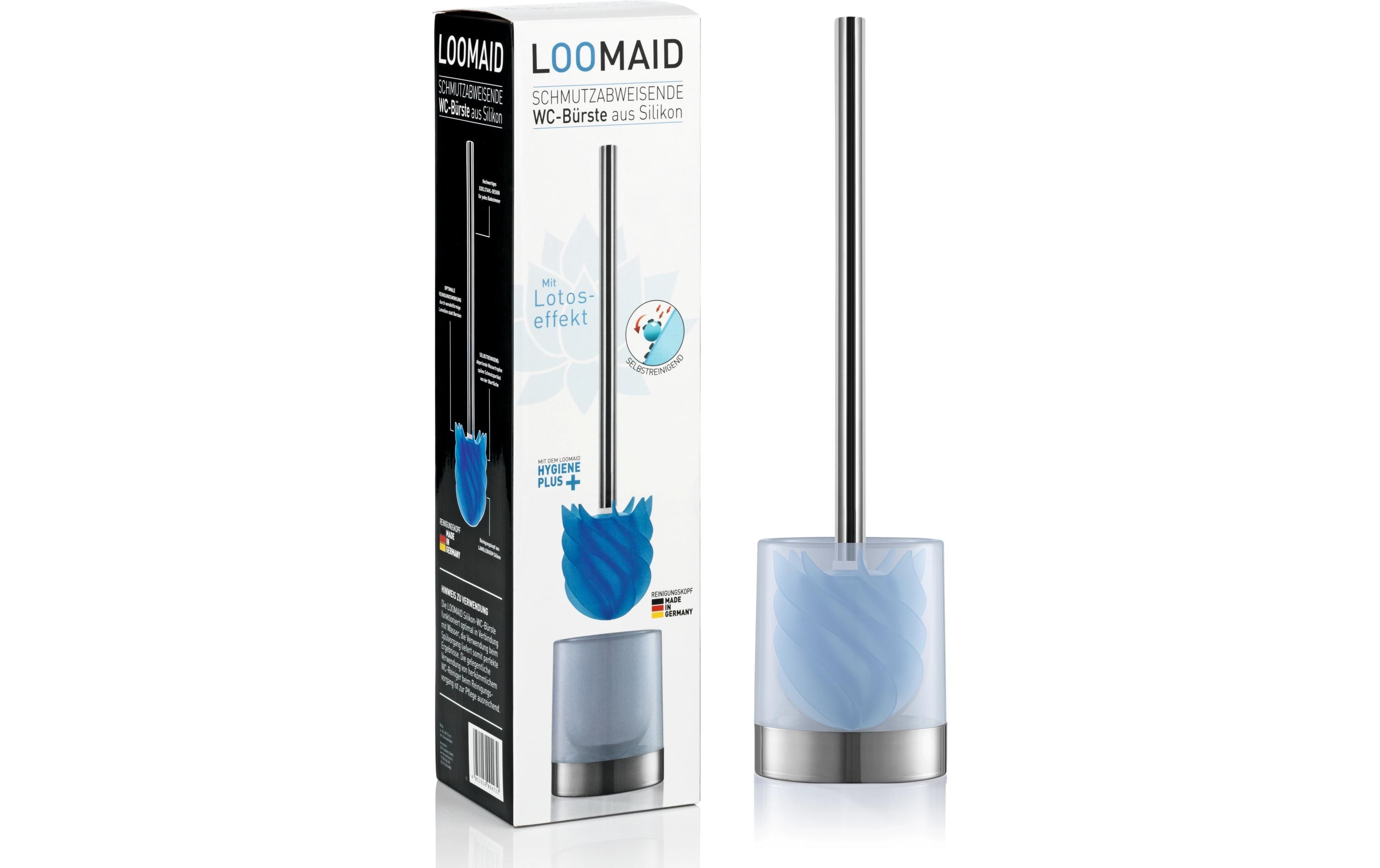 Toilettenbürste LOOMAID aus Silikon, Blau, schmutzabweisendSilikon WC-Bürste