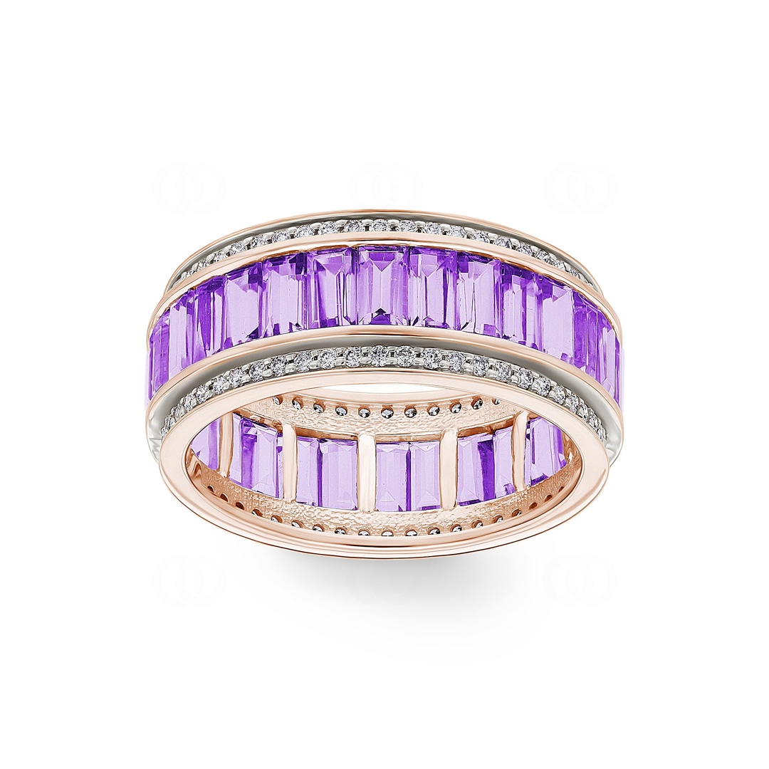 Ring 750/18 K Roségold mit Amethysten & Diamanten 0.41 ct H/si