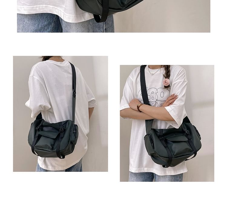 Hikuozy - Nylon crossbodytas met effen klep