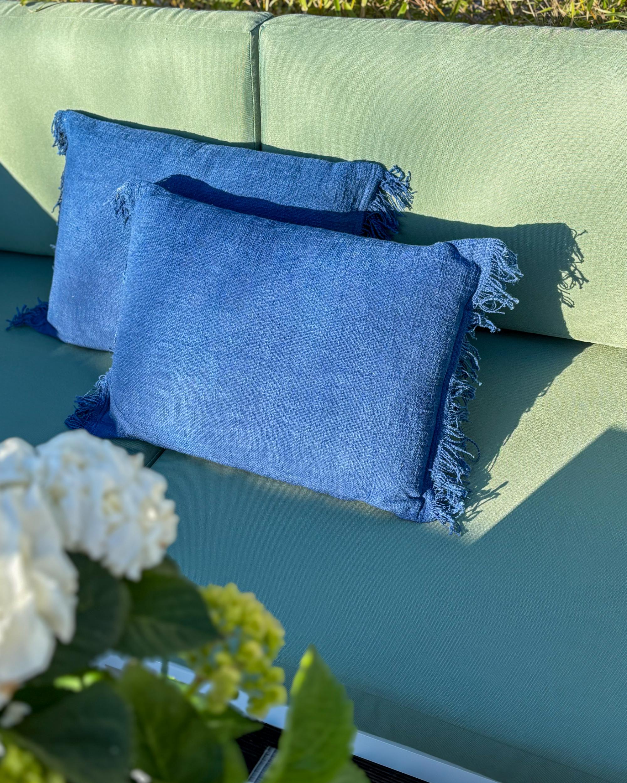 Set van 2 sierkussens MABA Katoen 50 x 35 cm Marineblauw effen