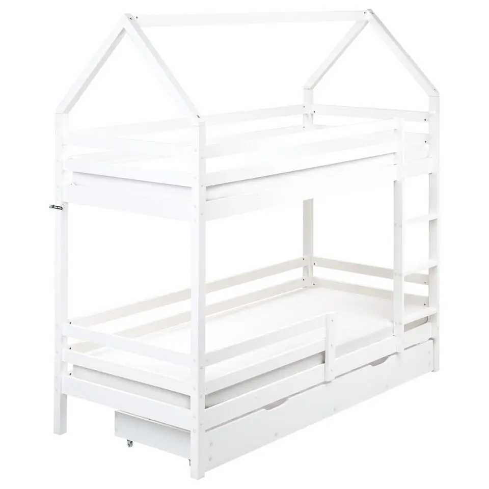 GIRGOLS - Stapelbed met opbergruimte - Wit - 90 x 200 cm - Dennenhout